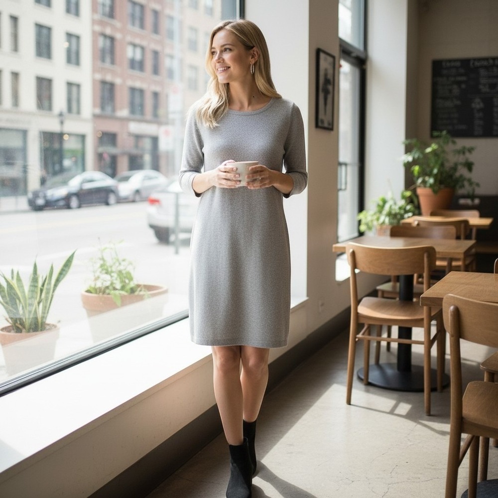 Simply Southern heather grey shift shirt dress versatile scoop neck S capsule